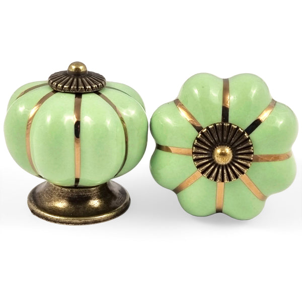Puxador Porcelana Abóbora Verde - C1003