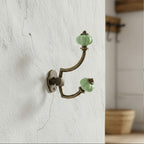 Gancho Parede Duplo de Porcelana Verde Claro - C4044