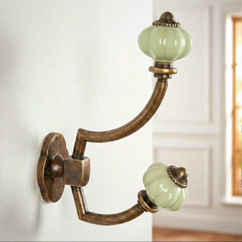 Gancho Parede Duplo de Porcelana Verde Claro - C4044