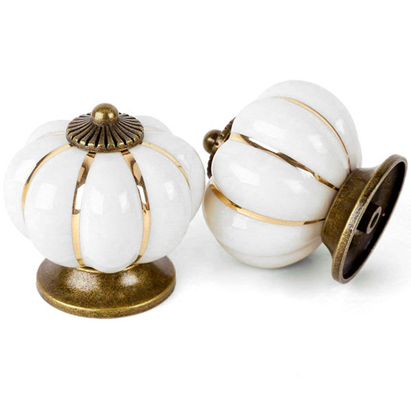 Puxador Gaveta Armário Porcelana Abóbora Branco - C1001