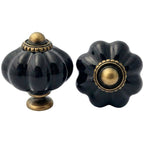 Puxador Porcelana Abóbora 34mm Preto - C1202
