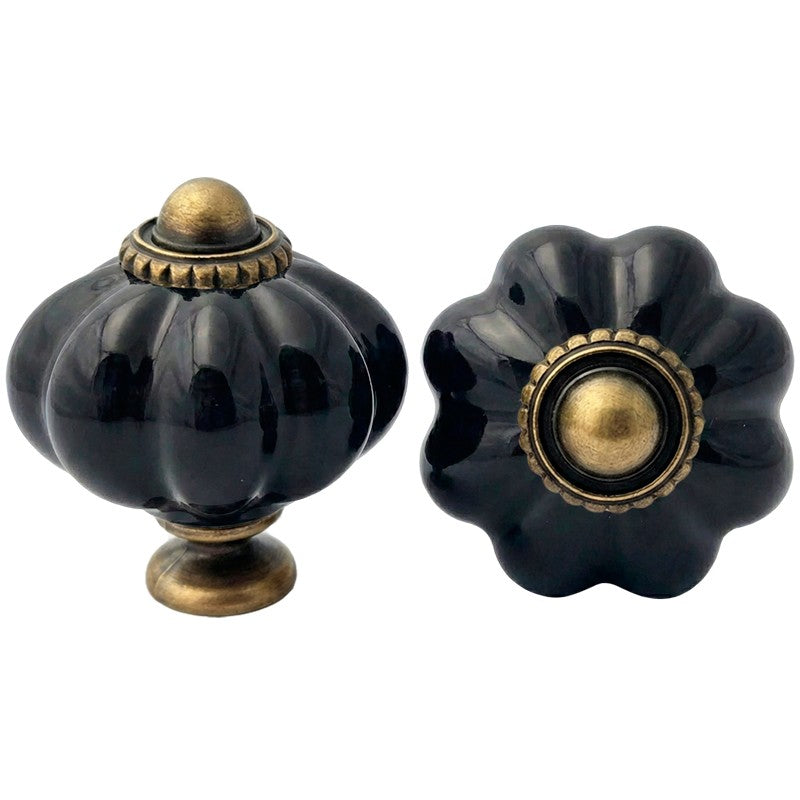 Puxador Porcelana Abóbora 34mm Preto - C1202