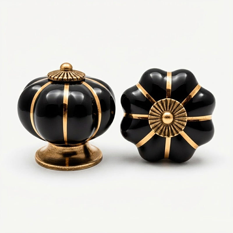 Puxador Porcelana Abóbora Preto - C1002