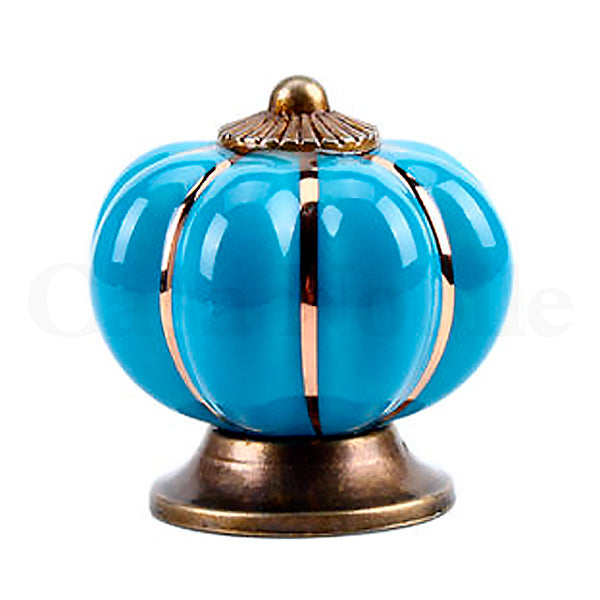 Puxador Porcelana Abóbora Azul - C1004