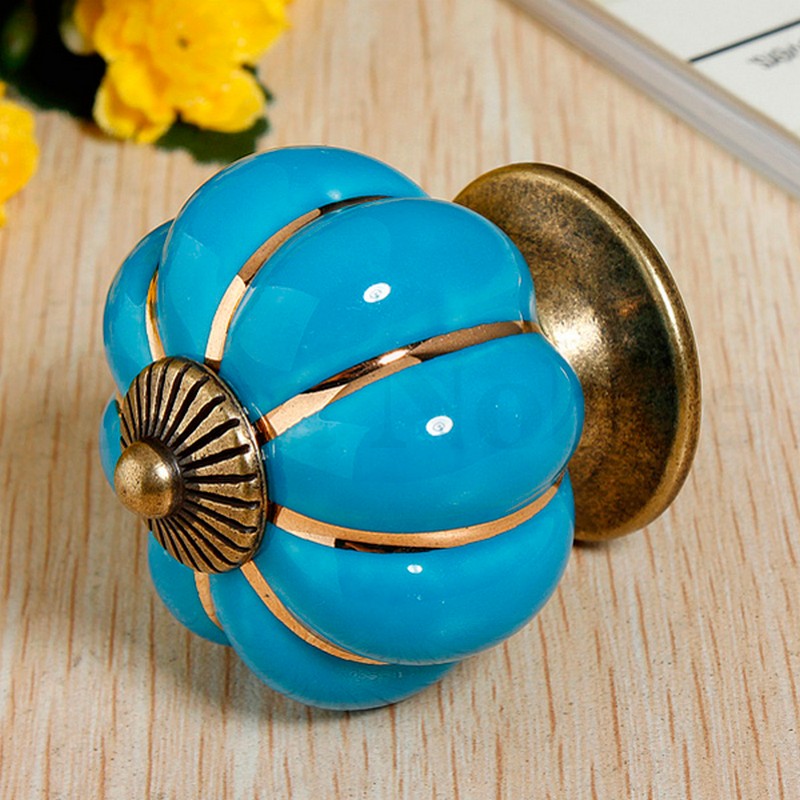 Puxador Porcelana Abóbora Azul - C1004