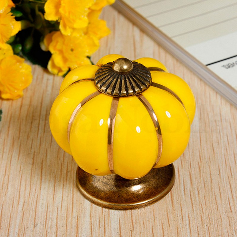 Puxador Porcelana Abóbora Amarelo - C1005