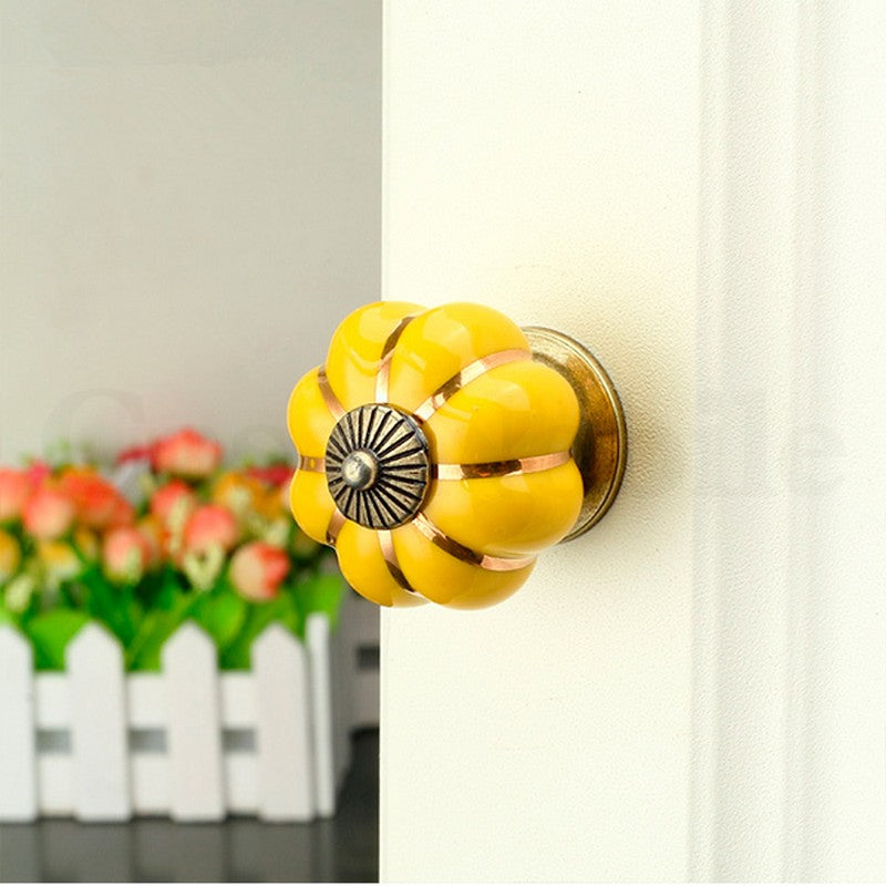 Puxador Porcelana Abóbora Amarelo - C1005