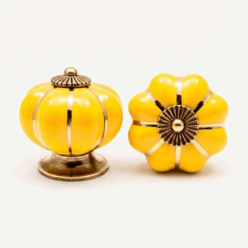 Puxador Porcelana Abóbora Amarelo - C1005