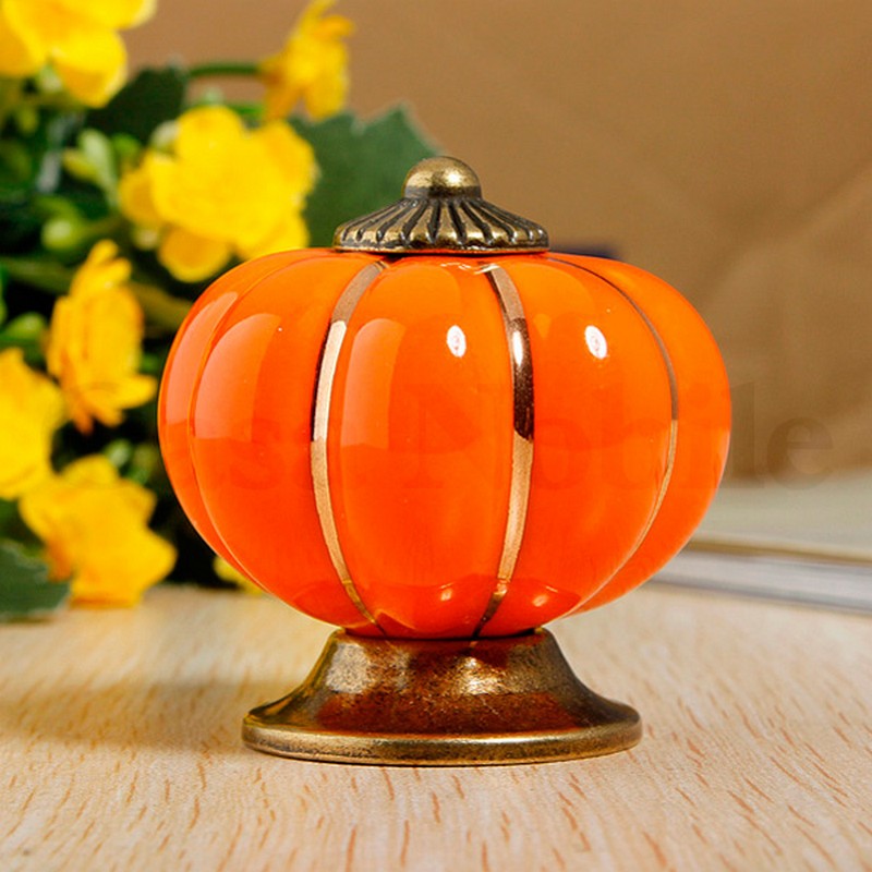 Puxador Porcelana Abóbora Laranja - C1006