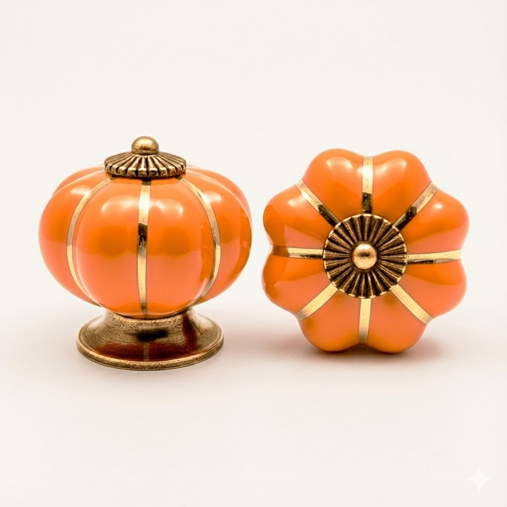 Puxador Porcelana Abóbora Laranja - C1006