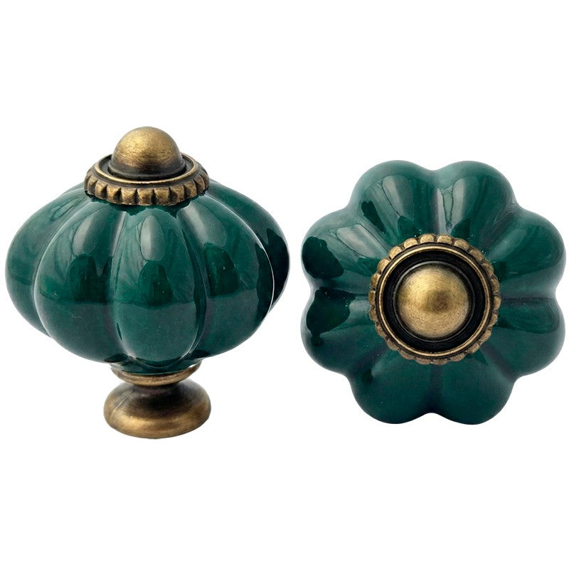 Puxador Porcelana Abóbora 34mm Verde Escuro - C1207