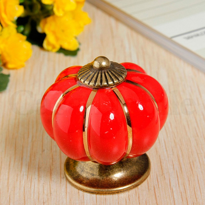 Puxador Porcelana Abóbora Vermelho - C1007
