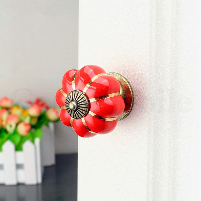 Puxador Porcelana Abóbora Vermelho - C1007