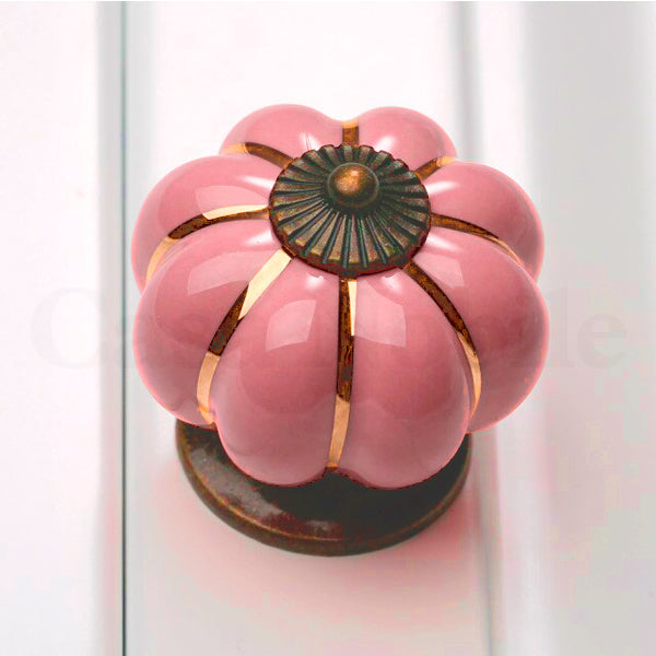 Puxador Porcelana Abóbora Rosa - C1008