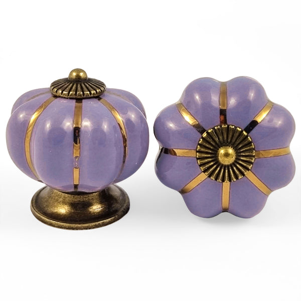 Puxador Porcelana Abóbora Lilás - C1009