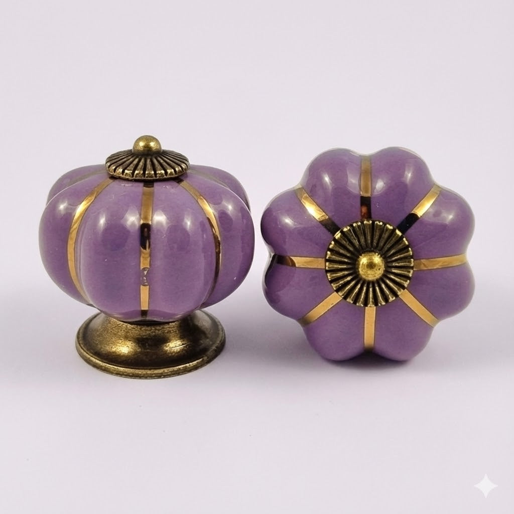 Puxador Porcelana Abóbora Lilás - C1009
