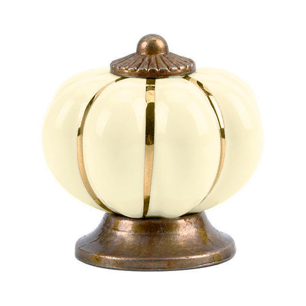 Puxador Porcelana Abóbora Marfim - C1011