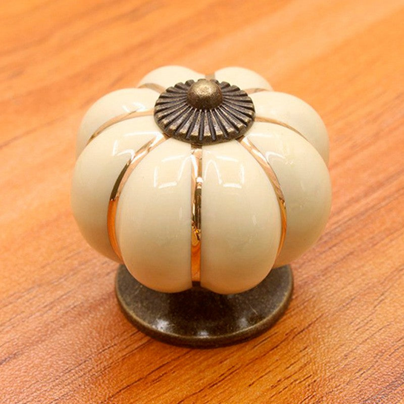 Puxador Porcelana Abóbora Marfim - C1011