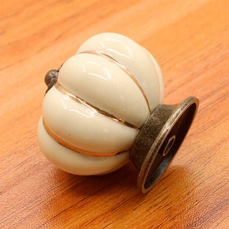 Puxador Porcelana Abóbora Marfim - C1011