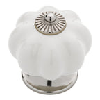 Puxador Porcelana Abóbora Branco e Cromado - C1013