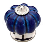 Puxador Porcelana Abóbora Azul Escuro e Cromado - C1017