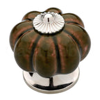 Puxador Porcelana Abóbora Marrom e Cromado - C1018