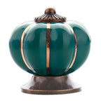 Puxador Porcelana Abóbora Verde Escuro e Base Bronze - C1021