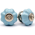 Puxador Porcelana Abóbora Azul Claro e Base Cromada - C1025
