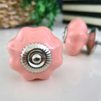 Puxador Porcelana Abóbora Rosa Claro e Base Cromada - C1027