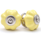 Puxador Porcelana Abóbora Amarelo e Base Cromada - C1028