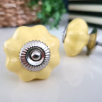 Puxador Porcelana Abóbora Amarelo e Base Cromada - C1028