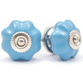 Puxador Porcelana Abóbora Azul e Base Cromada - C1030