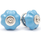 Puxador Porcelana Abóbora Azul e Base Cromada - C1030