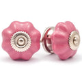 Puxador Porcelana Abóbora Rosa e Base Cromada - C1032