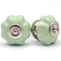 Puxador Porcelana Abóbora Verde Claro e Base Cromada - C1033