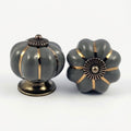 Puxador Porcelana Abóbora Cinza e Base Bronze - C1038