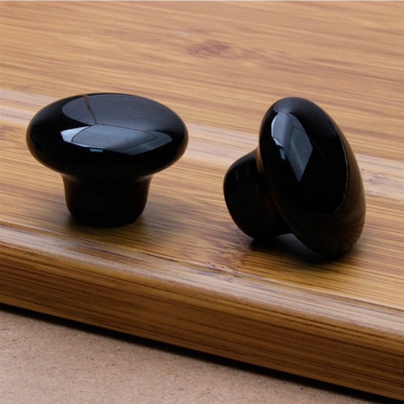 Puxador Porcelana Redondo Preto 38mm - C1102