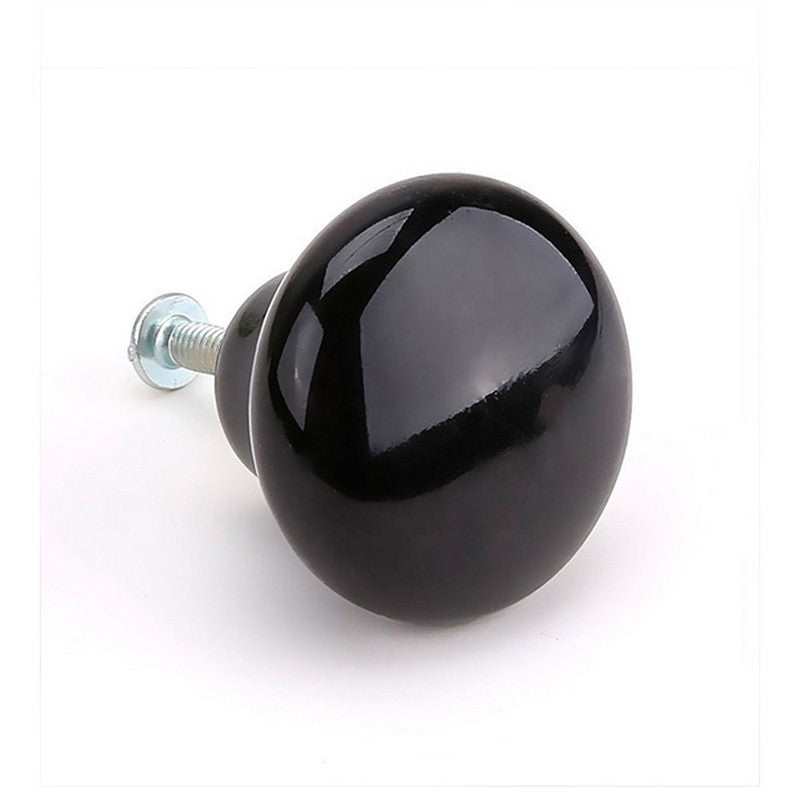 Puxador Porcelana Redondo Preto 38mm - C1102