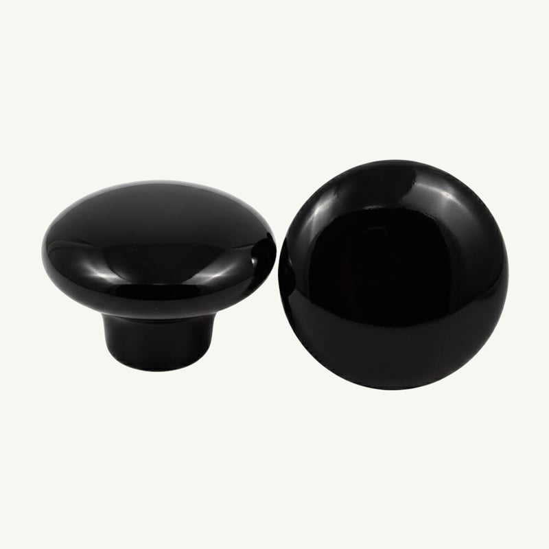 Puxador Porcelana Redondo Preto 38mm - C1102