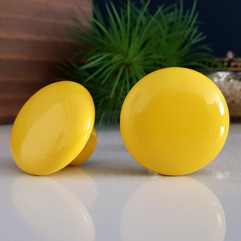Puxador Porcelana Redondo Amarelo 38mm - C1105