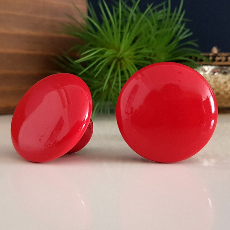 Puxador Porcelana Redondo Vermelho 38mm - C1107