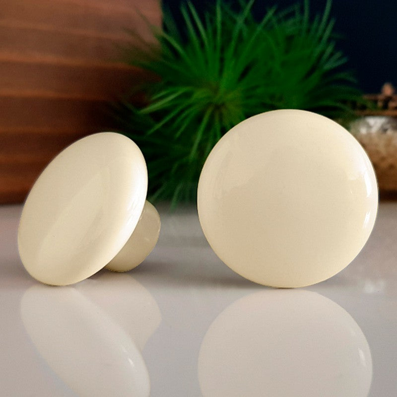 Puxador Porcelana Redondo Marfim 38mm - C1108