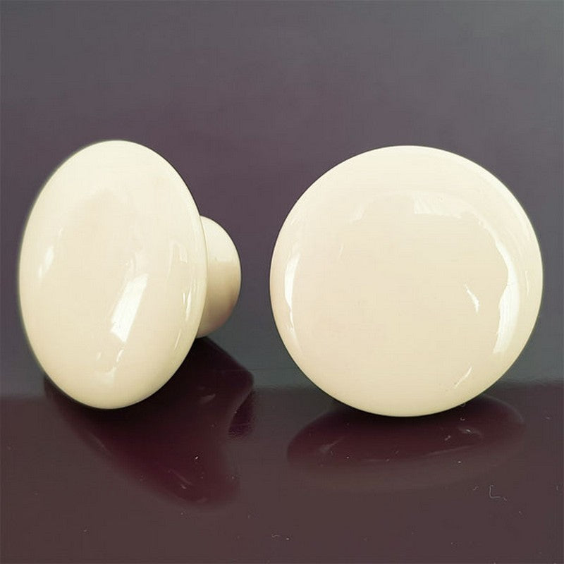 Puxador Porcelana Redondo Marfim 38mm - C1108