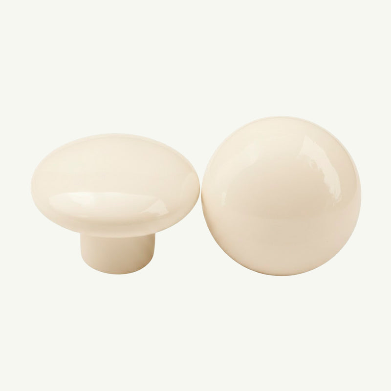 Puxador Porcelana Redondo Marfim 38mm - C1108