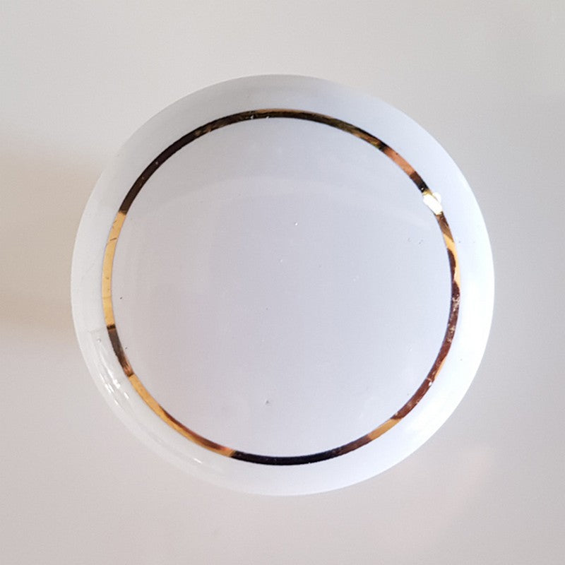 Puxador Porcelana Redondo Branco Linha Dourada 38mm - C1120