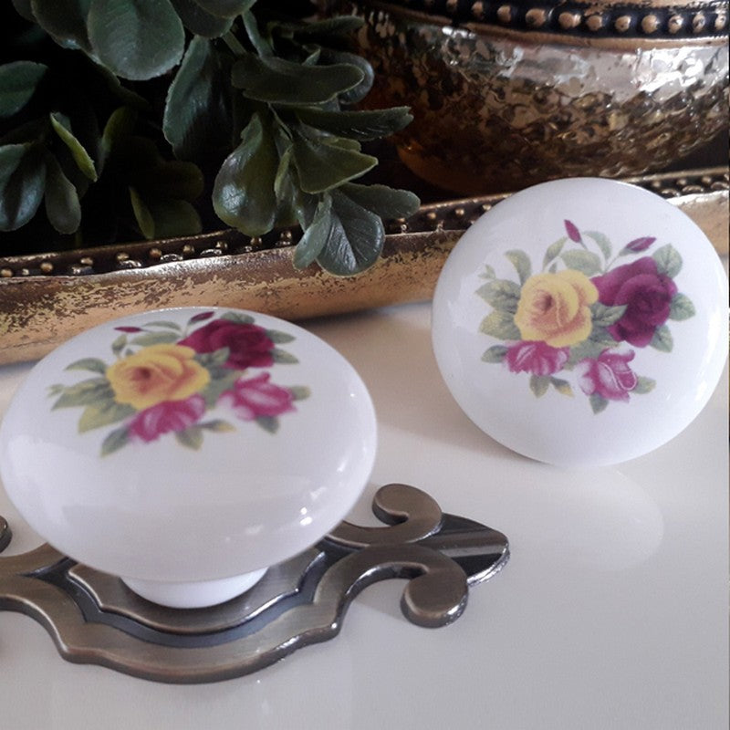 Puxador Porcelana Redondo Estampa 38mm - C1127