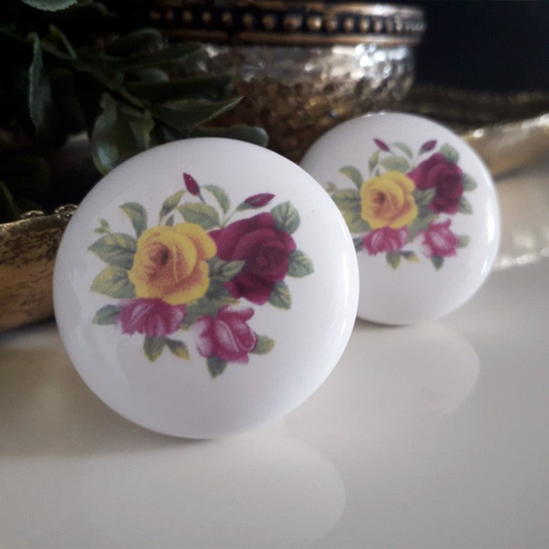 Puxador Porcelana Redondo Estampa 38mm - C1127