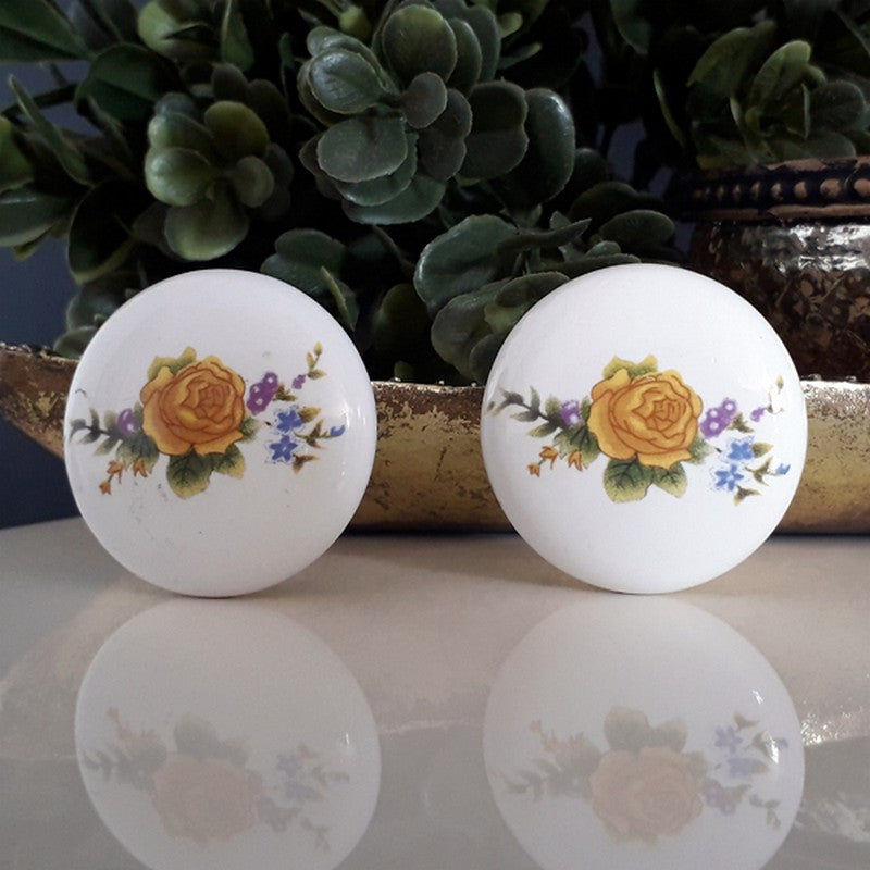 Puxador Porcelana Redondo Estampa 38mm - C1128