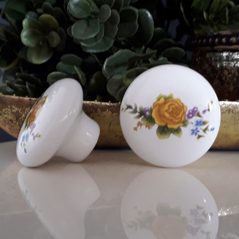 Puxador Porcelana Redondo Estampa 38mm - C1128