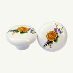 Puxador Porcelana Redondo Estampa 38mm - C1128